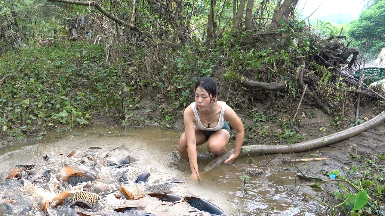Interesting Fishing: The Girl Drained The Water in The Lakes, The Result Was Beyond Expectation!