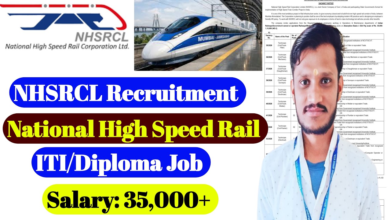 NHSRCL Recruitment 2026 | Technician/JE | ITI/Diploma | Latest Govt Jobs | NHSRCL ITI Technician job