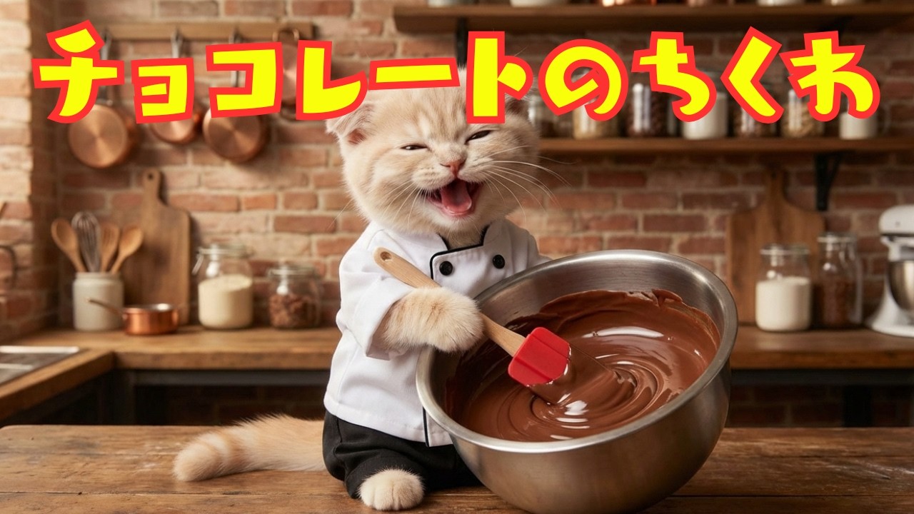 【世界一笑う猫ちくわ】チョコレート屋バイトのちくわ🍫 甘い香りに包まれて大はしゃぎだよー！｜Chikuwa at the Chocolate Shop 🍫
