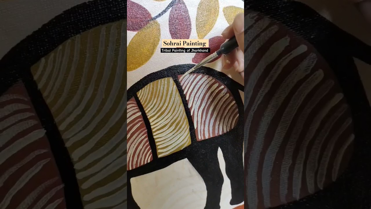 sohrai painting - traditional art form of jharkhand #acrylicpainting #shorts #youtubeshorts #art