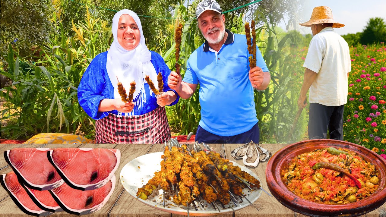 شواء سمك القرش 🦈 وطاجين بوزروك على الطريقة المغربية الأصيلة