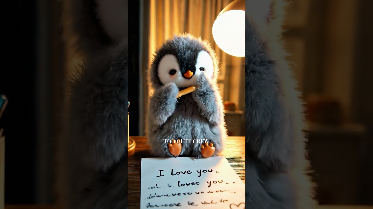 Ufu fu&hellip;Just writing a little letter&hellip;❤️❤️ #cute #penguin #shorts