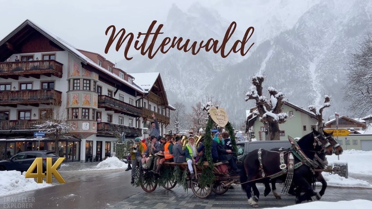 Winter Walk During Fasching in Mittenwald, Germany ❄️🎭 Bavarian Traditions - 4K 60fps