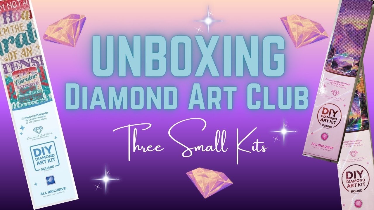 Распаковка набора для алмазной живописи Diamond Art Club: три небольших набора для начинающих.
