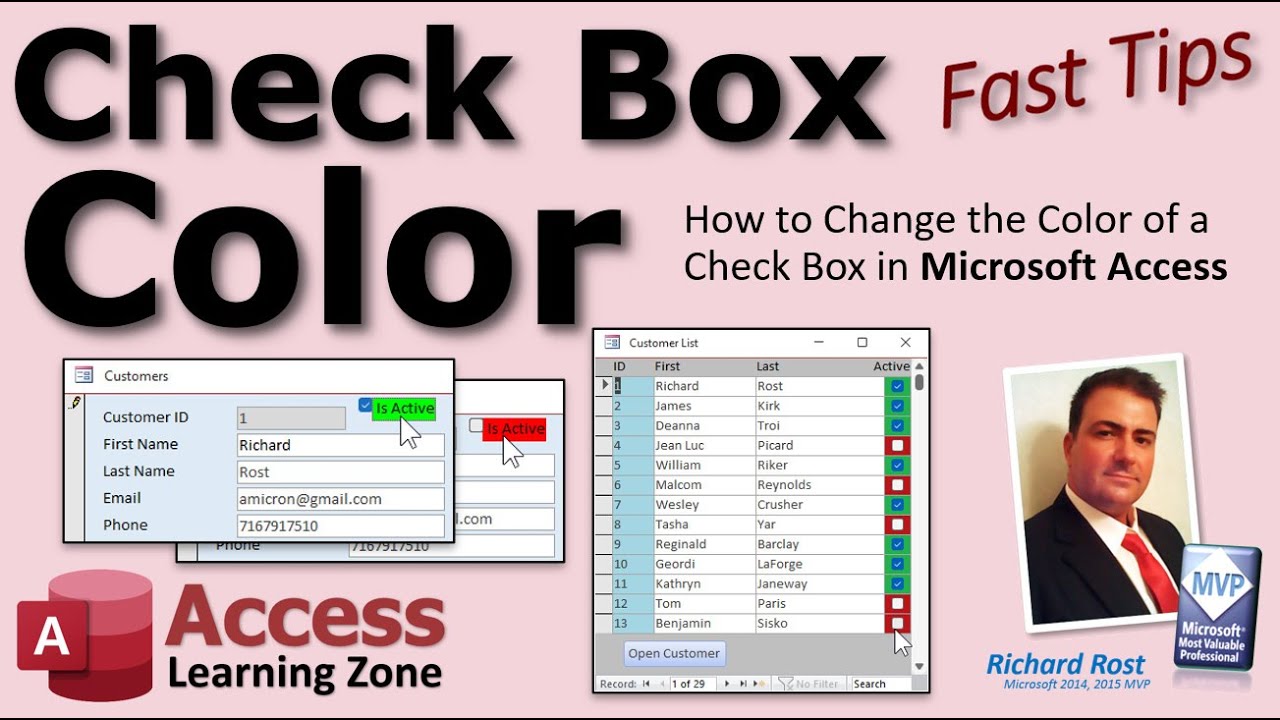 Как изменить цвет флажка в Microsoft Access