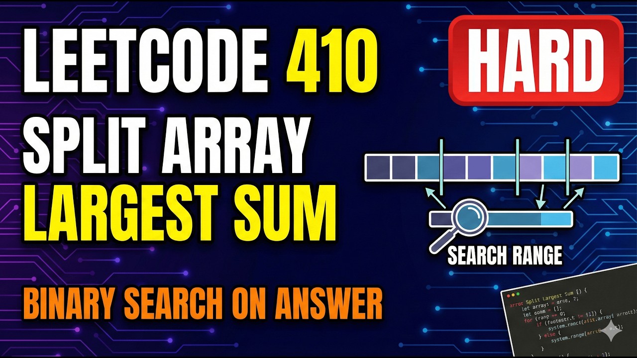 LeetCode 410: Split Array Largest Sum (Binary Search + Greedy Approach)