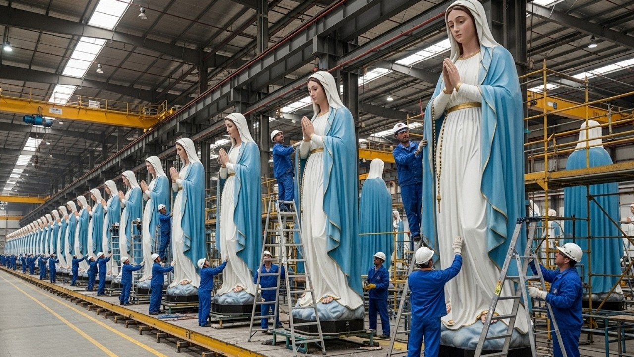 AI Technology Exposed: Inside the Holy Virgin Mary Statue Factory Making Process for Churches