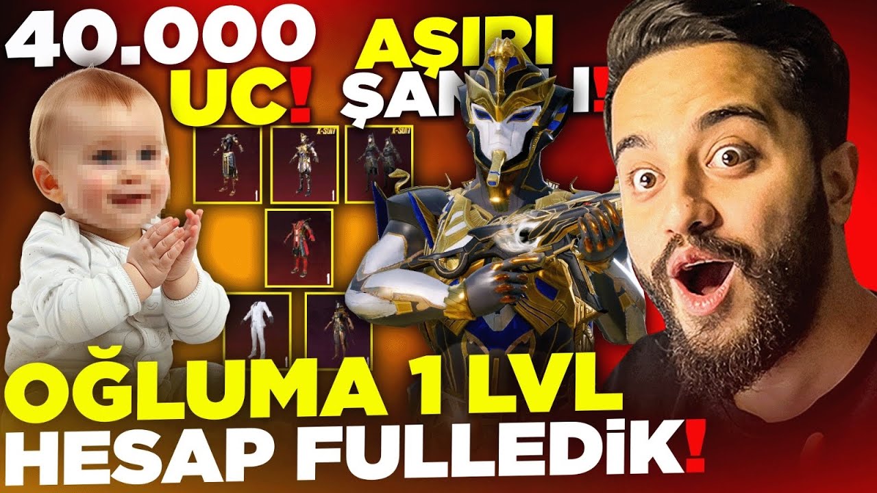 OĞLUM İÇİN 1 SEVİYE HESAP AÇIP 40 BİN UC FULLEDİK! (HERŞEY ÇIKTI) PUBG Mobile