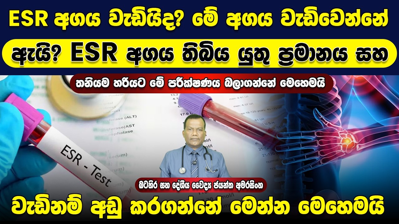 ESR අගය වැඩියිද? ESR අගය වැඩිවන්නේ ඇයි? ESR අගය තිබිය යුතු ප්‍රමාණය සහ වැඩිනම් අඩුකර ගන්නේ මෙහෙමයි