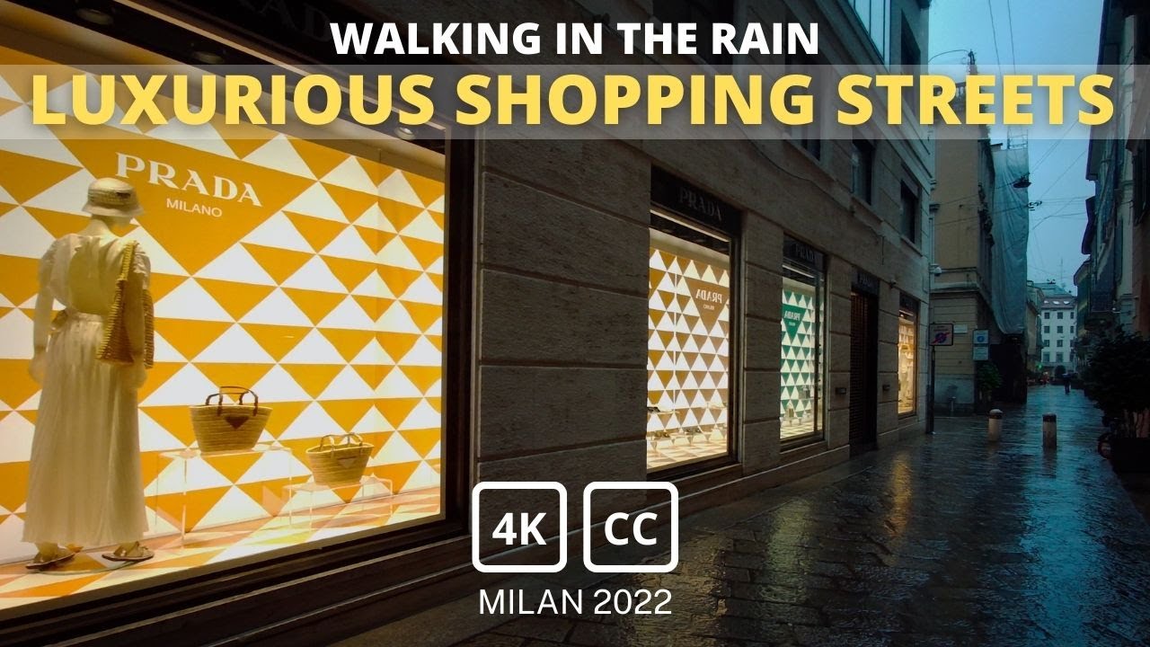 WALKING IN RAIN - MILAN MOST LUXURIOUS SHOPPING STREETS