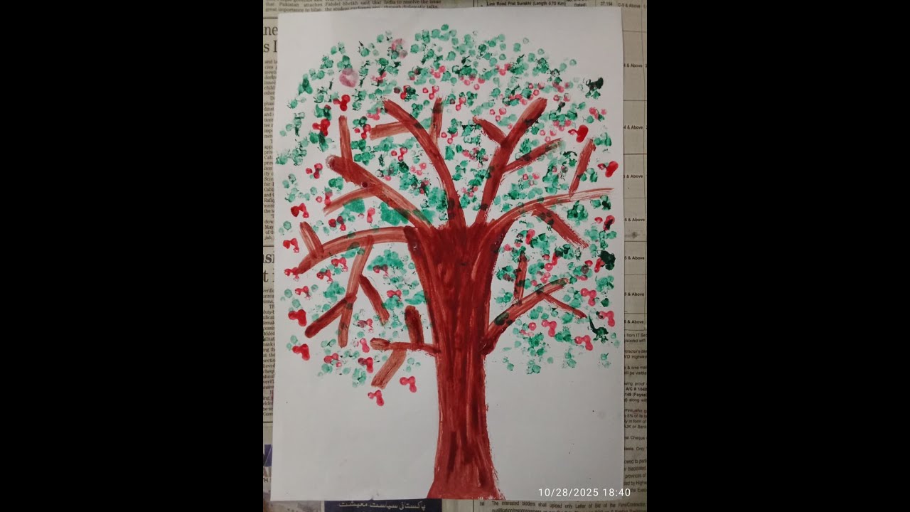 Tree Painting with Cotton Buds | Easy Painting for Kids