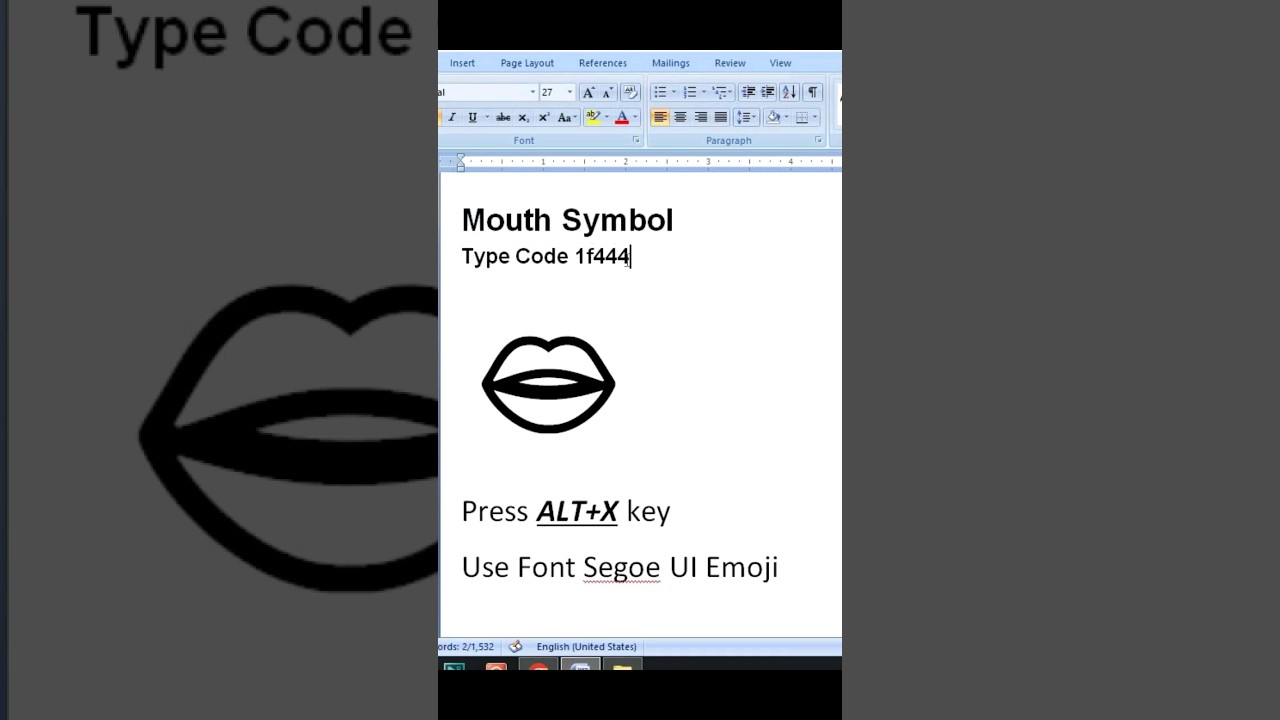 Mouth 👄 Symbol in MS Word  #viral #msword #wordtipsandtricks