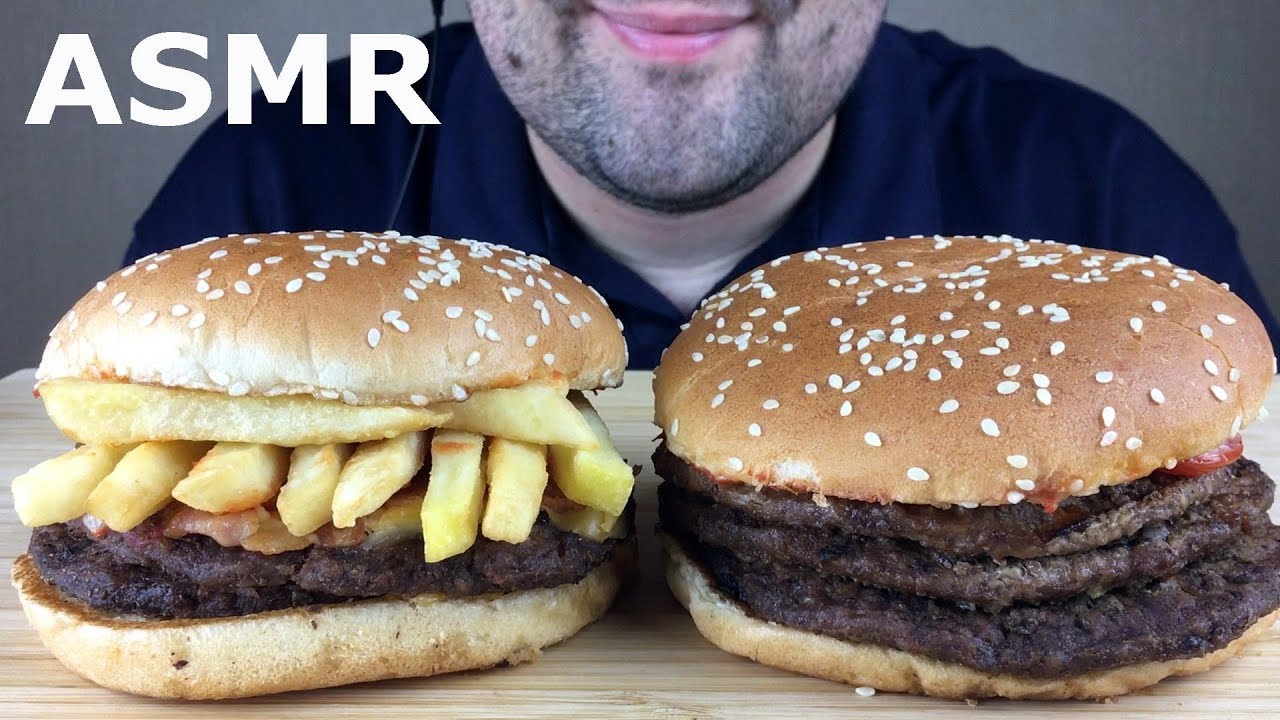 ASMR EATING BURGER KING TRIPLE WHOPPER & BURGER FRIES WITH BACON MUKBANG (Eating Sounds) NO TALKING