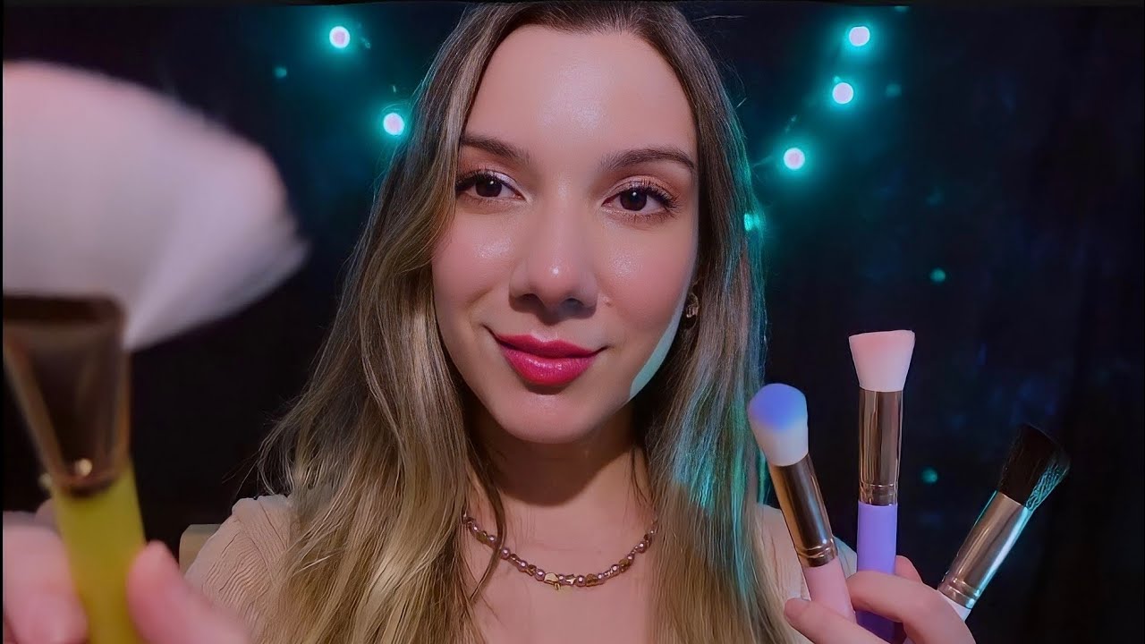ASMR CLASSIC 😍 MOUTH SOUNDS Com DIFERENTES PINCÉIS Em SEU ROSTO - DELICADO E INTENSO
