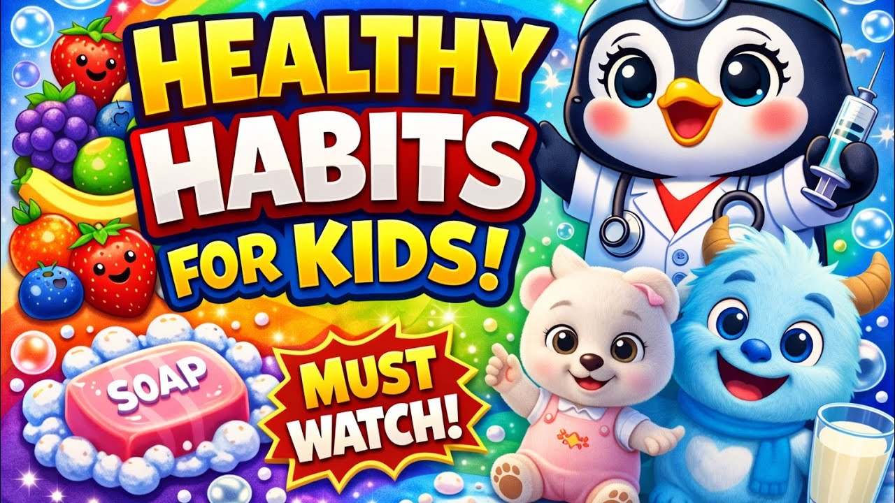 Kids Healthy Habits Songs | Eat Fruits, Bath Time, Hand Wash & Doctor Visit | PenguPuff Rhymes