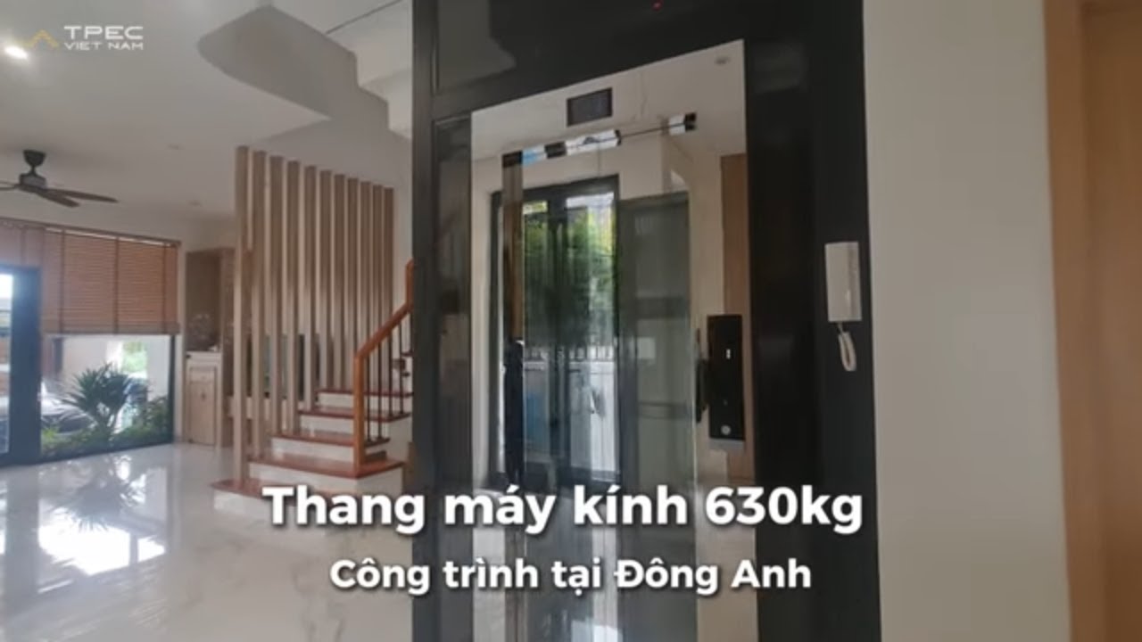 Thang máy kính 630kg cho nhà 3 tầng | Thiết kế tối giản, cabin rộng, vận hành êm
