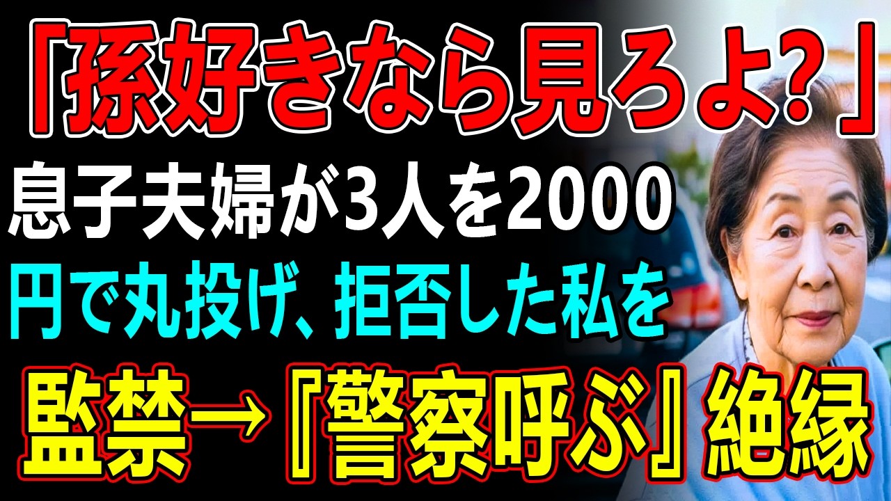 「孫好きなら見ろよ？」息子夫婦が3人を2000円で丸投げ、拒否した私を監禁→「警察呼ぶ」絶縁