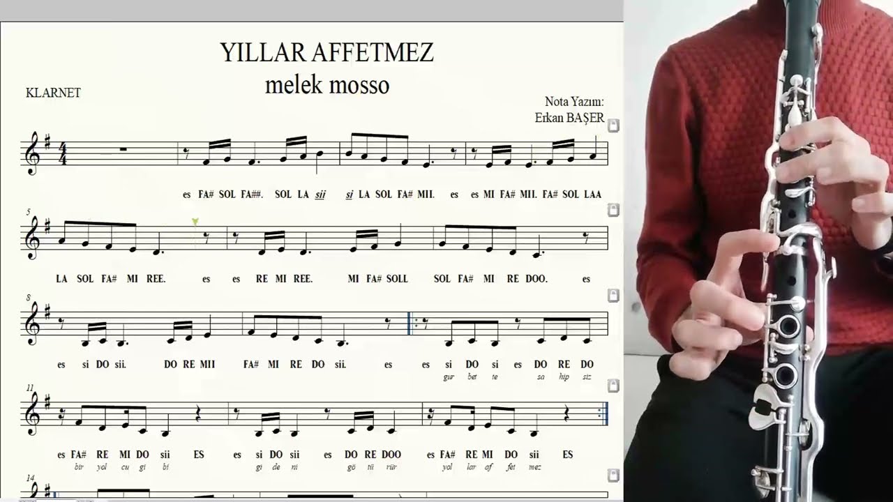 YILLAR AFFETMEZ klarnet NOTALARI eşlikli ALTYAPILI yakın &ccedil;ekim