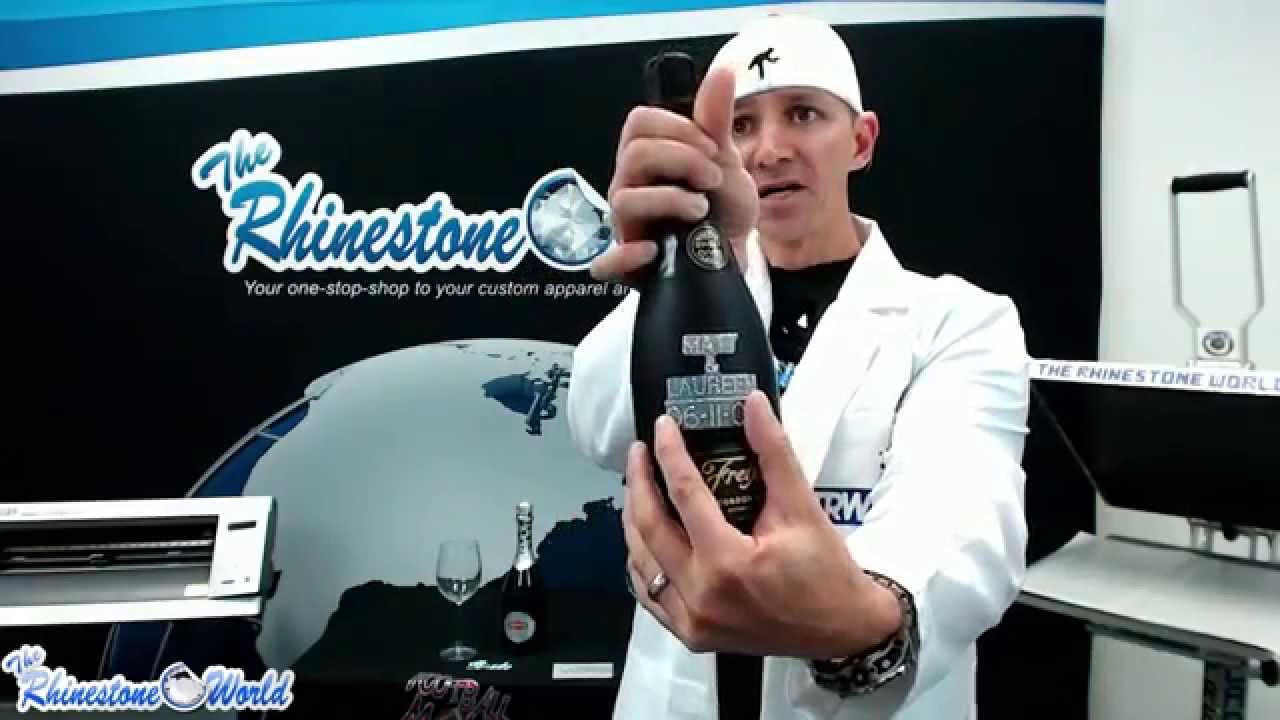 TRW Lab #4: How To Bling A Wine Glass And Wine Bottle With Rhinestones For Wedding Gifts