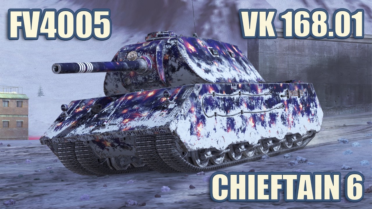 VK 168.01 (P), Chieftain Mk. 6 & FV4005 &bull; WoT Blitz Gameplay