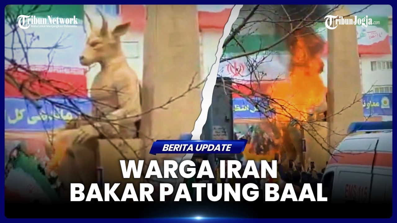 WARGA IRAN BAKAR PATUNG BAAL DI MOMEN PUNCAK PERINGATAN REVOLUSI