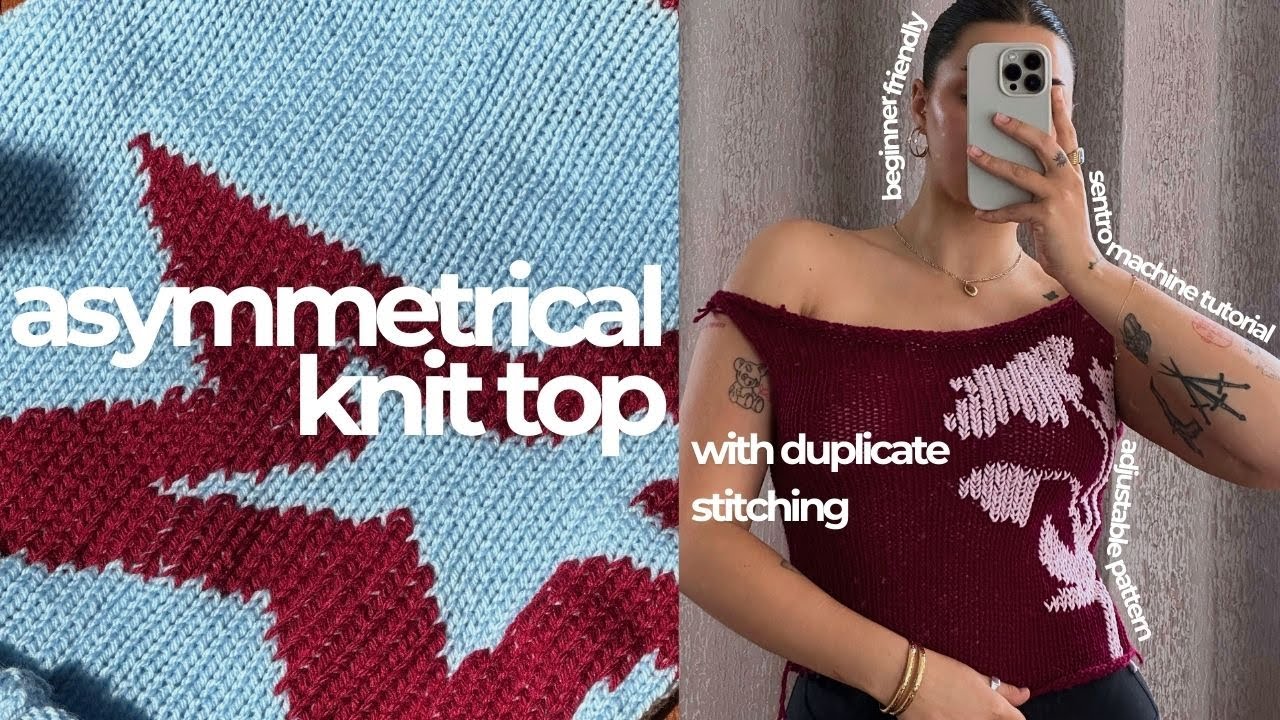 SENTRO asymmetrical KNIT TOP| sentro machine tutorial, beginner friendly, duplicate stitch