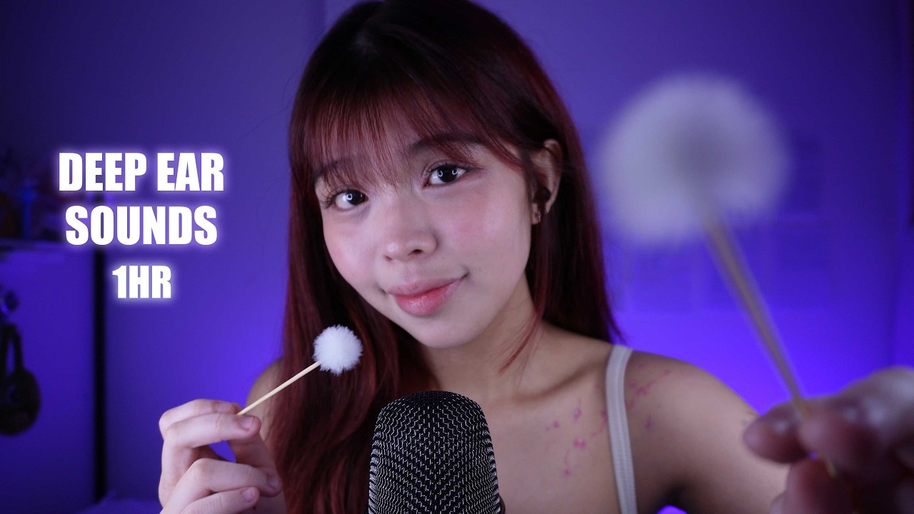 Deep Intense Ear Sounds ASMR! (1HR) Feather ear picks and mouth sounds