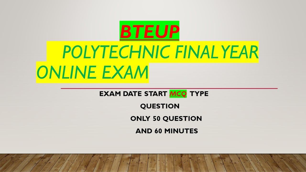 Polytechnic (BTEUP) Exam Online MCQ Type Questions