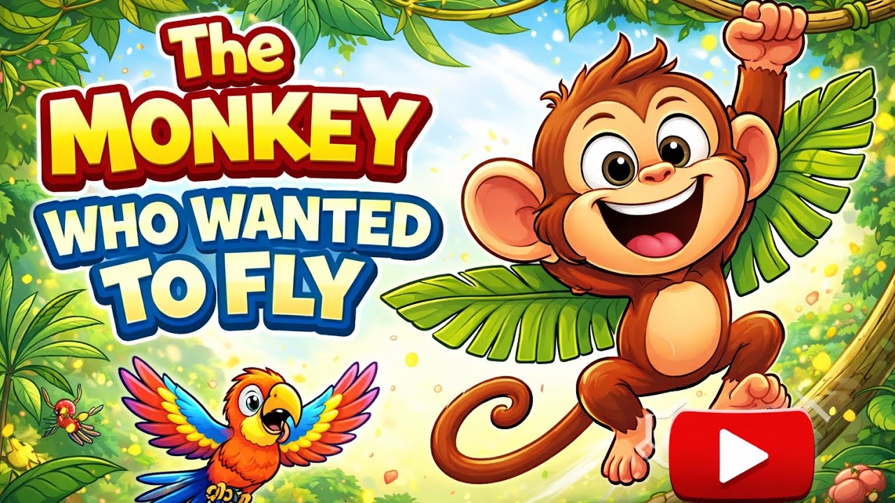 A Monkey Tried To Fly 😂 | Funny Jungle Cartoon Story | 2D Animation