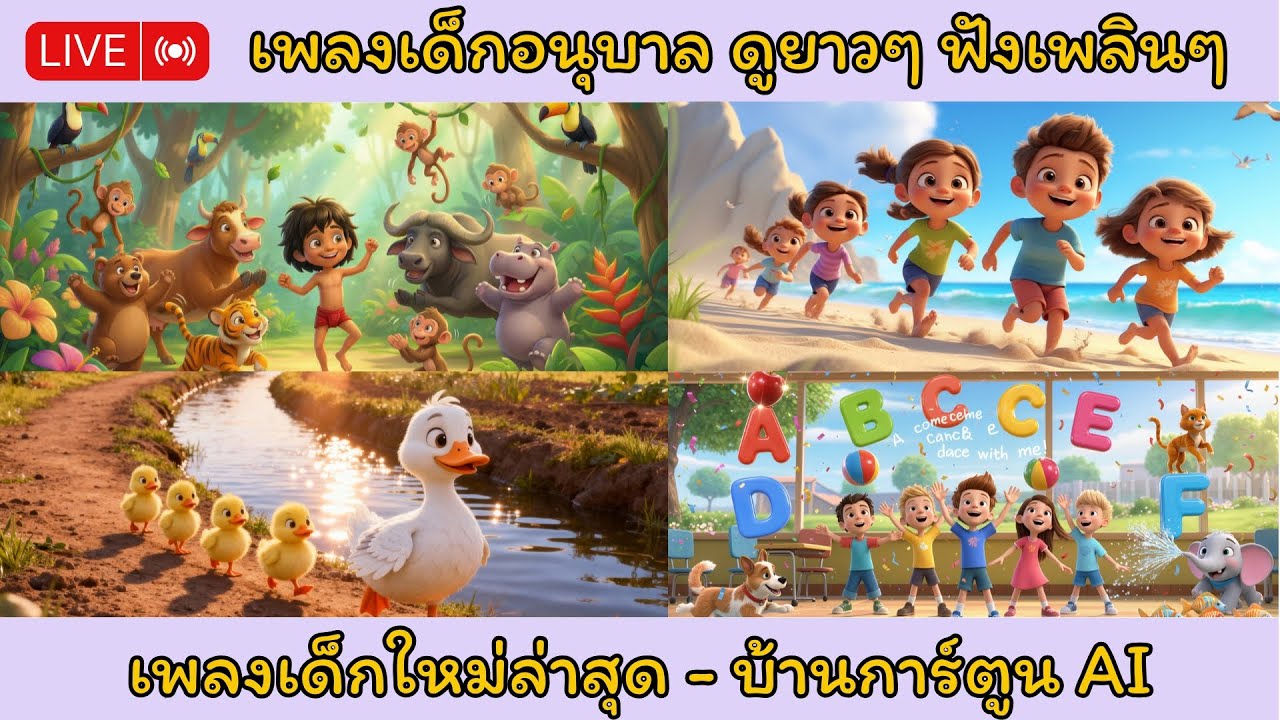 Live เพลงเด็ก |เพลงเด็กอนุบาล |เพลงใหม่ ฟังสนุก ดูยาวๆ | สื่อการเรียนรู้สำหรับเด็ก | บ้านการ์ตูน AI