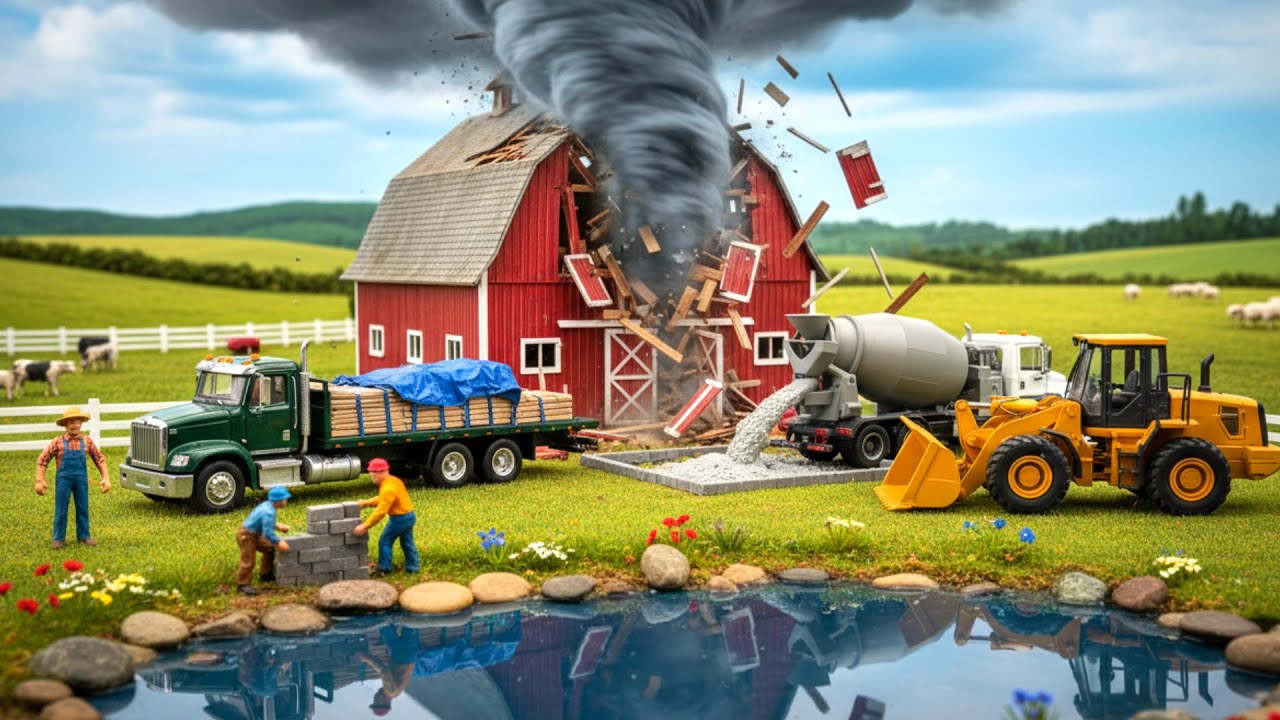 Miniature Repair: Restoring the Farm Barn After a Tornado & Building a Dreamy Pond 🌪️