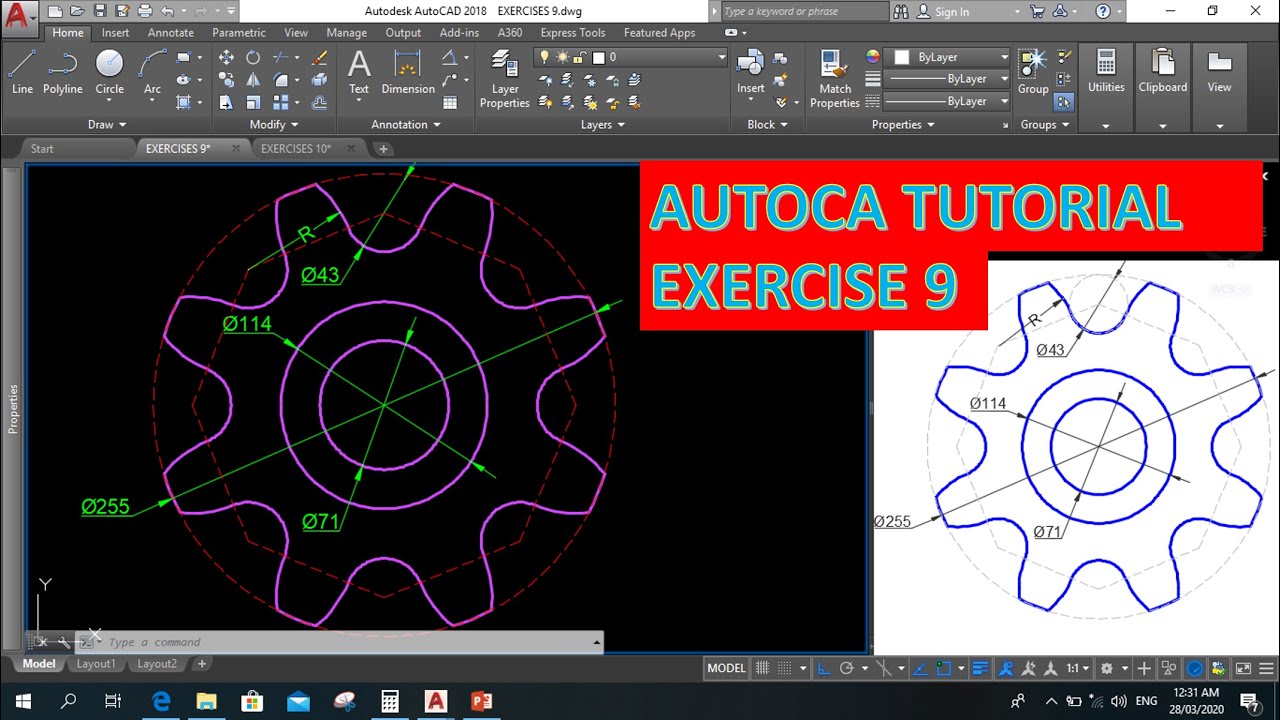AUTOCAD 2DEXERCISE 9