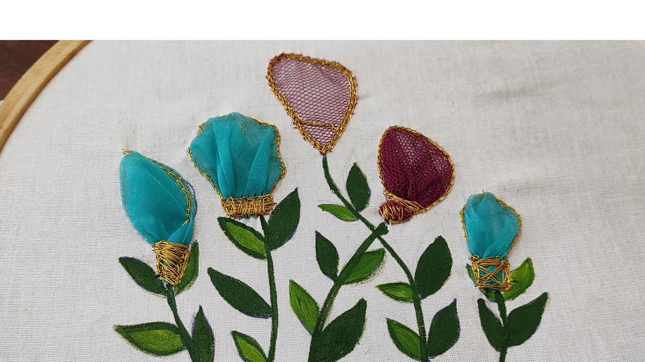#Netcloth Flower Aari embroidery Class for Beginners in Kannada Acchari Ashwini #aariwork
