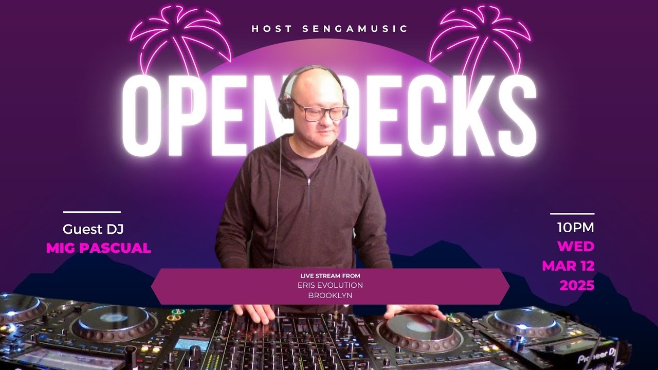 Mig Pascual minimal house live stream at Open Decks night in Brooklyn