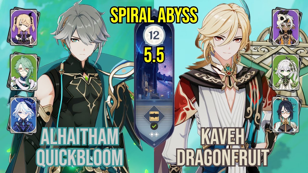 C2 Alhaitham Quickbloom + C6 Kaveh Dragonfruit | Spiral Abyss 5.5 | Genshin Impact