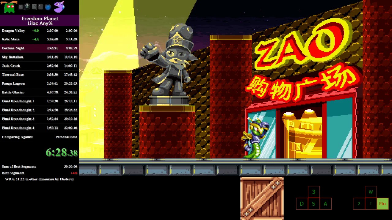 Freedom Planet Speedrun - Lilac in 31:52.12 IGT