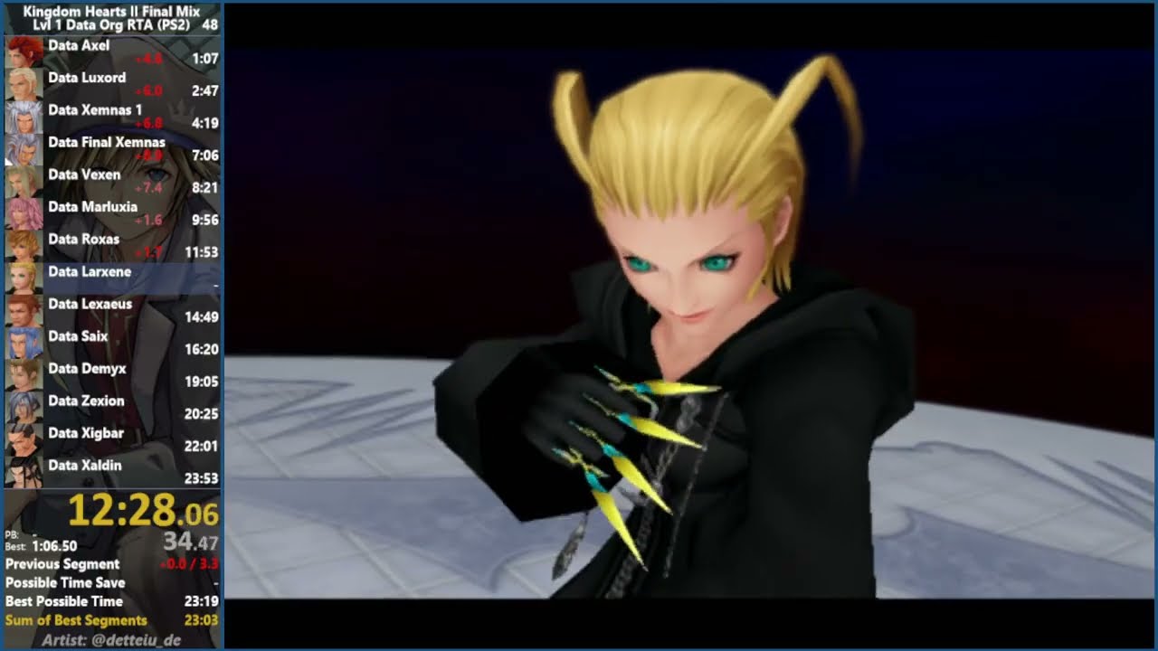 [Speedrun] KH2FM (PS2) - Lvl 1 Data Org RTA - 23:25