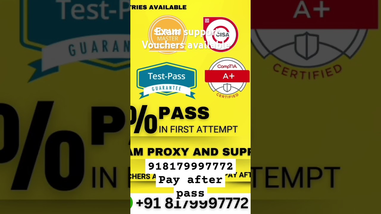 All Exam support possible pay after pass#aws #pmp #gcp #coding #accenture #azure #ccna #cisspexam