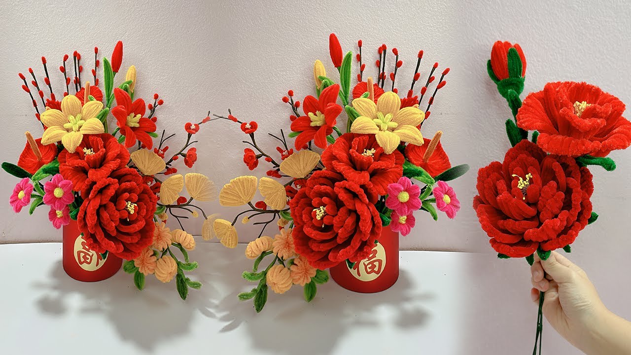 DIY Flower Bouquet Using Pipe Cleaner | Handmade DIY Pipe Cleaner | DIY New Year decorations bouquet