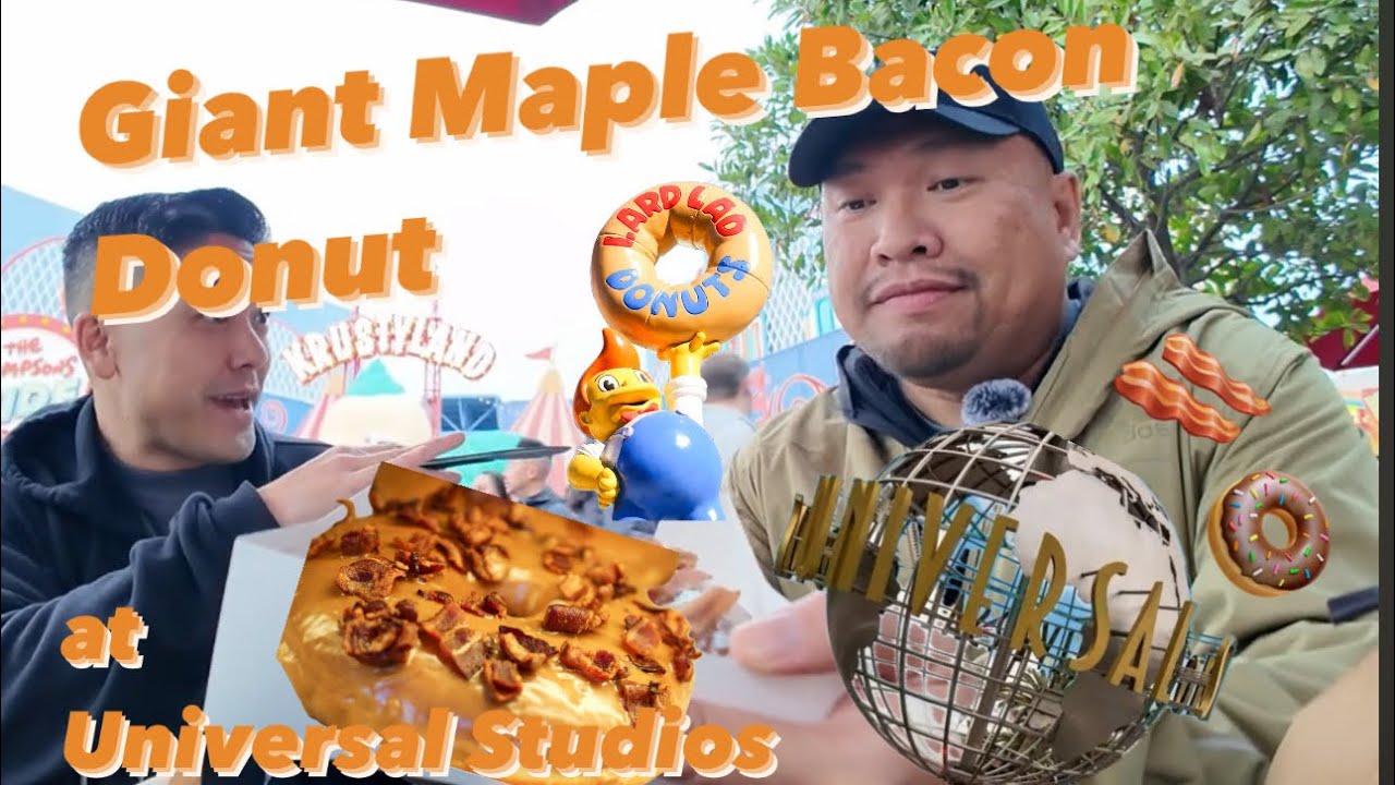 Giant Maple Bacon Donut at Universal Studios Hollywood - Simpsons Lard Lad Donuts at Springfield