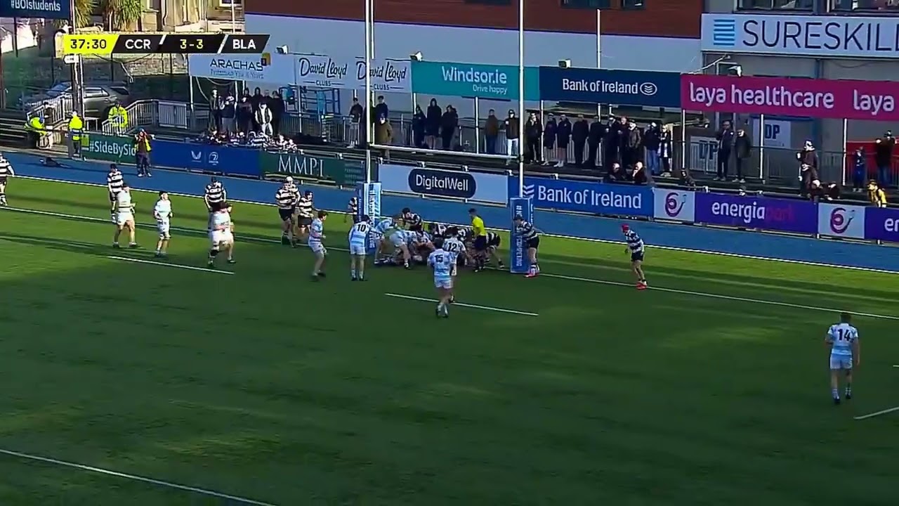 NIALL SMYTH TRY BLACKROCK COLLEGE VS ROSCREA 2024 LEINSTER SCHOOLS SENIOR CUP RUGBY QUARTER FINAL