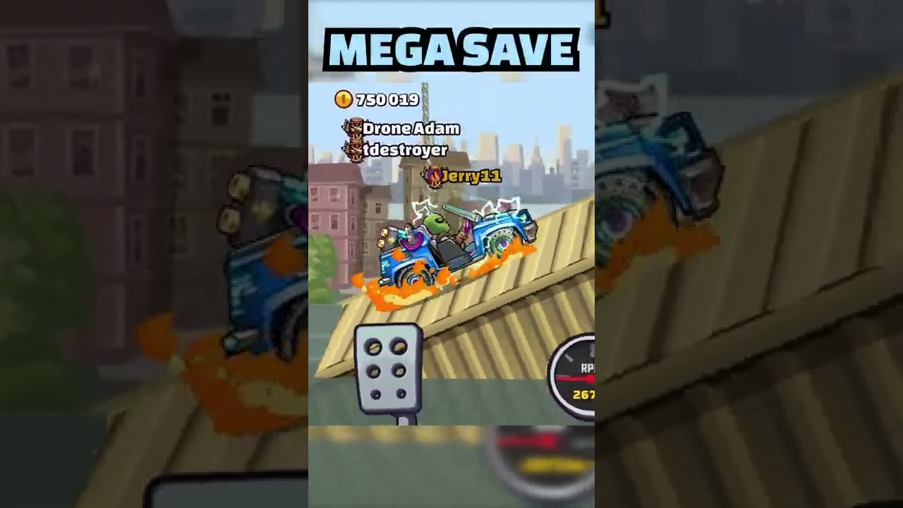 😆🤏Lucky City Save With CC-EV in HCR2 #hcr2 #hillclimbracing2 #shorts #viral
