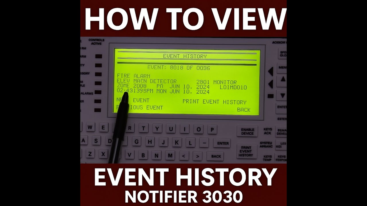 Как просмотреть историю событий на панели пожарной сигнализации Notifier 3030