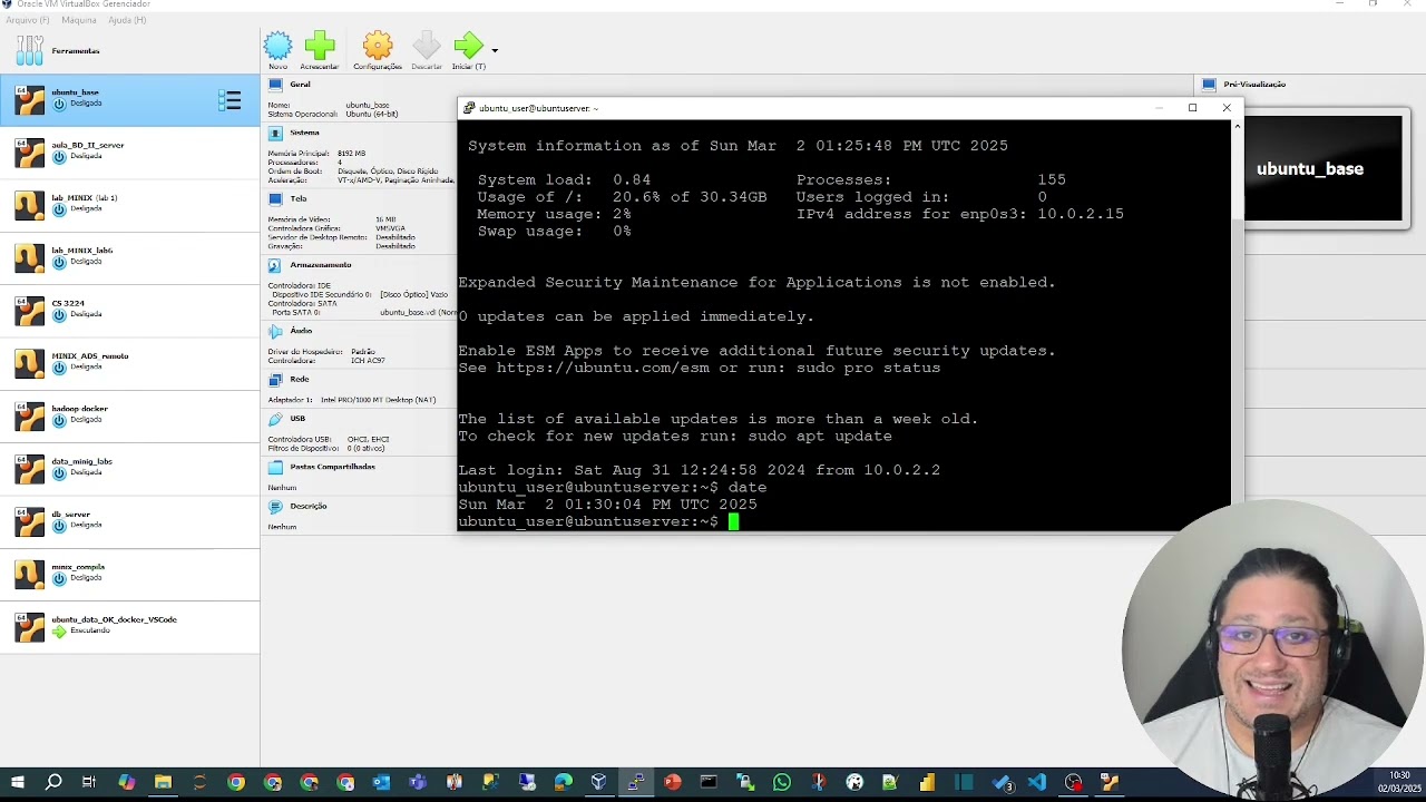 Instalando o Docker Engine, atualizando time zone e conectando com o VSCode