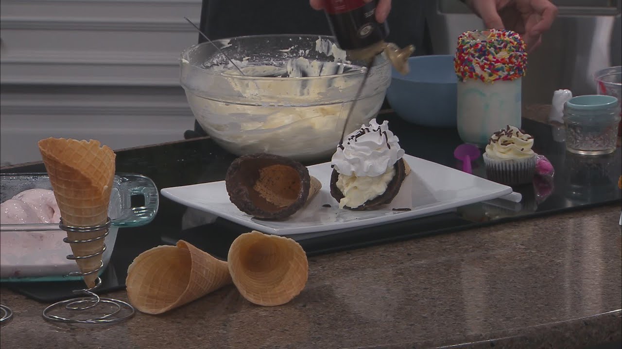Waffle cone no bake cheesecake dessert