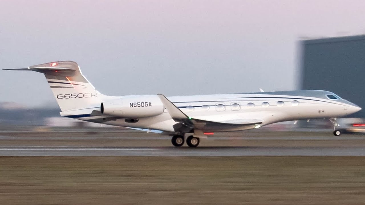 Gulfstream's G650ER (GLF6) landing & departing Montreal (YUL/CYUL)