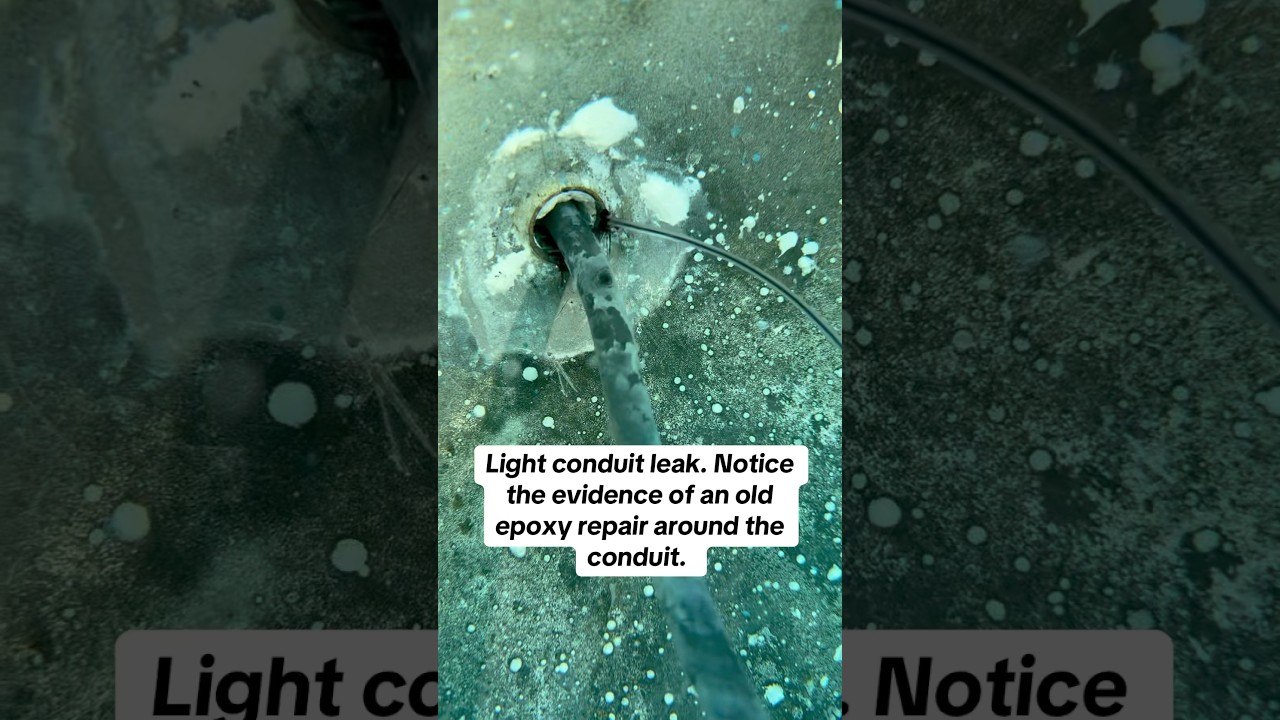Finding and fixing a leak in a pool light conduit. ￼