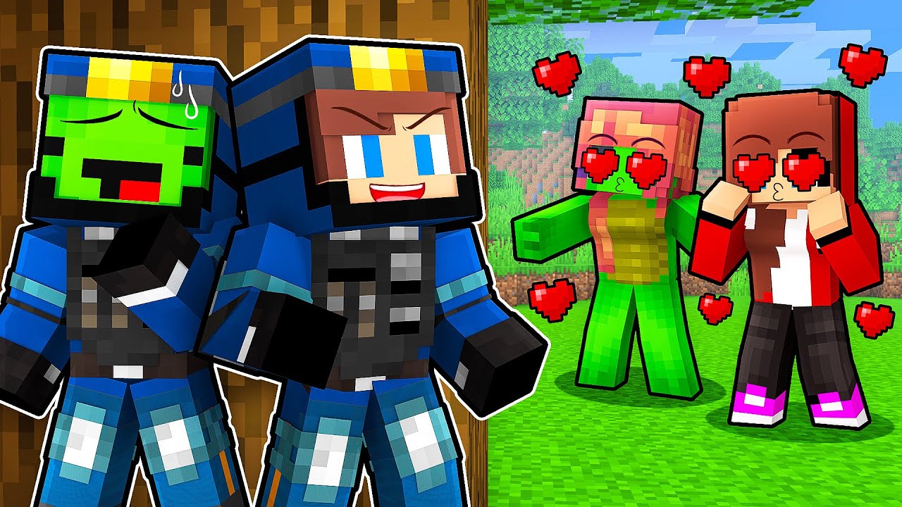 FBI JJ and Mikey Escape From Girls In Love - Maizen Minecraft Animation