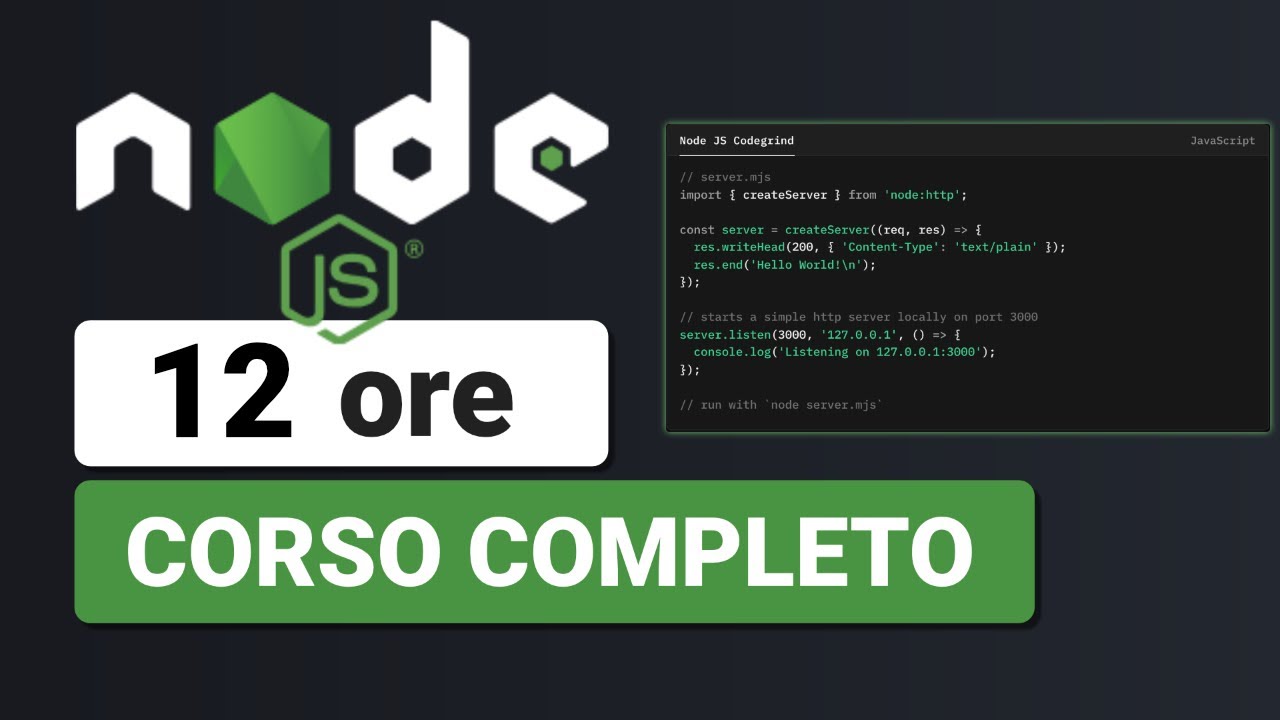 Presentazione Corso Node JS Completo 12 Ore | Codegrind.it