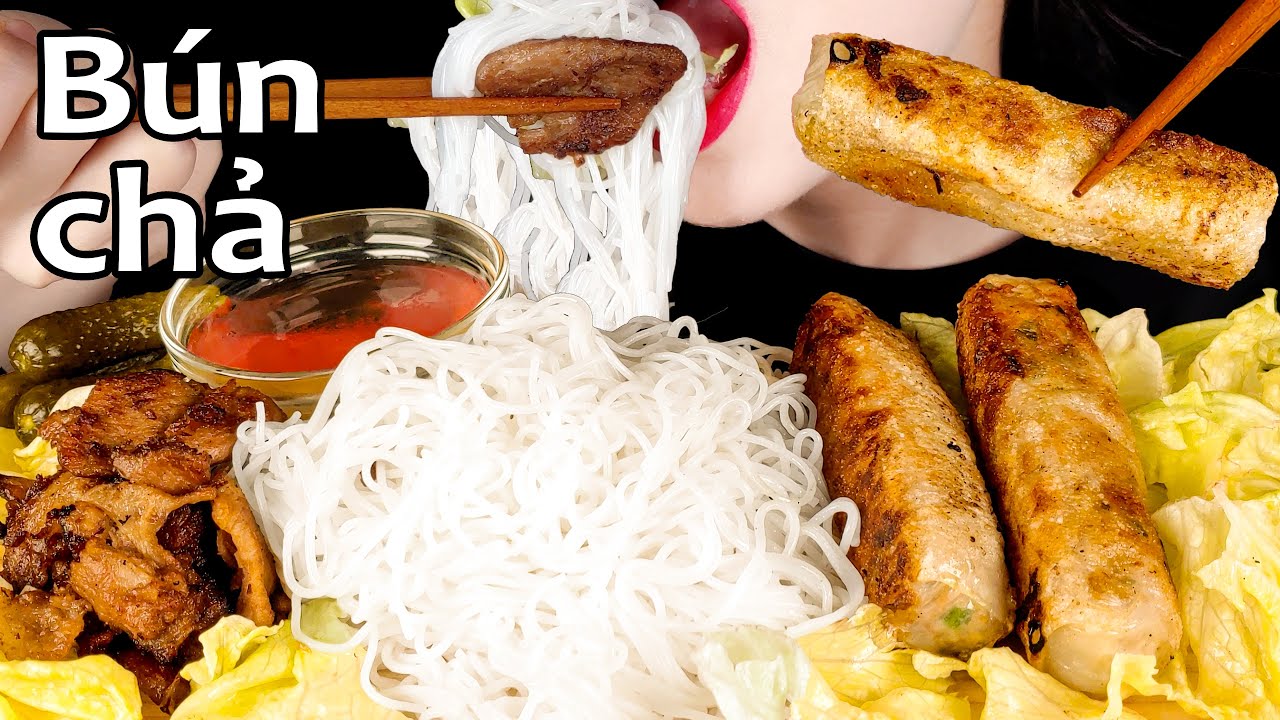ASMR Vietnamese Bún Ch, Chả Giò, вьетнамская лапша, MUKBANG, настоящие звуки еды.